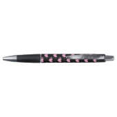 Stylo Coton Candy Pink coeurs de polka sur noir (Dos)
