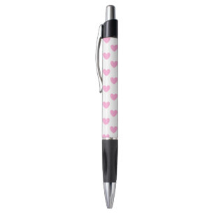 Stylo Coton Candy Pink coeurs sur blanc