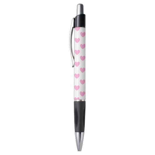 Stylo Coton Candy Pink coeurs sur blanc (Haut (Vertical))