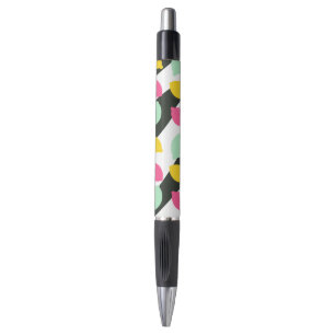 Stylo Couleur de citron pastel avec des rayures noires d