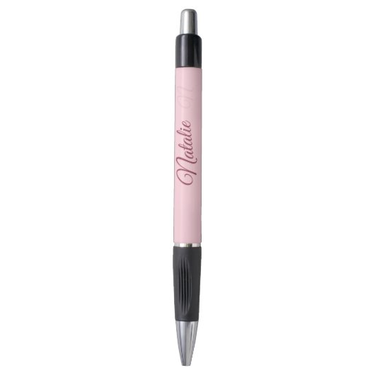 Stylo Couleur rose pastel monogrammée  (Devant (Vertical))