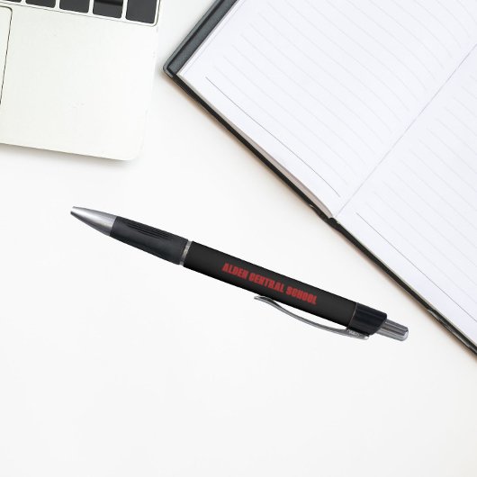 Stylo Couleurs noires et rouges du nom de l'école