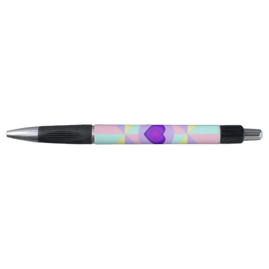 Stylo Couleurs pastel & coeurs violets battre (Devant)