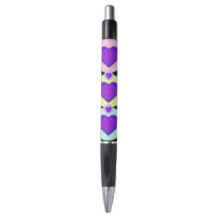 Stylo Couleurs pastel & coeurs violets battre