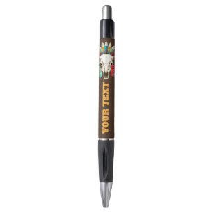 Stylo Crâne de buffle emblème amérindien