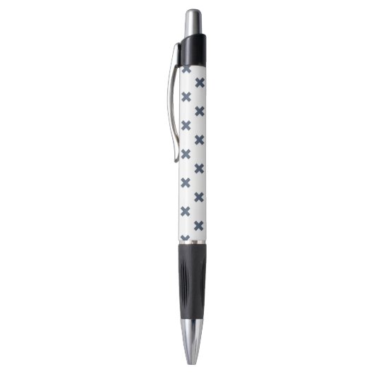 Stylo Crochets bleu-gris sur blanc (Haut (Vertical))
