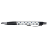 Stylo Crochets bleu-gris sur blanc (Bas)