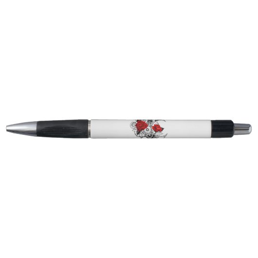 Stylo Croissant mécanique avec roses rouges (Devant)