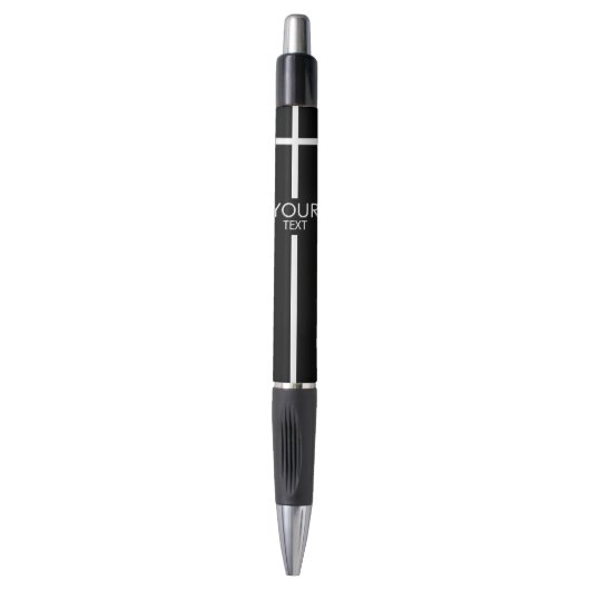 Stylo Croix blanche simple sur noir (Devant (Vertical))