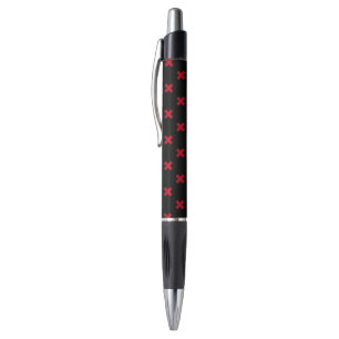 Stylo Croix rouge coutures sur noir