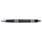 Stylo Cute enseignant noir blanc rayures personnalisées (Devant)