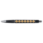 Stylo Dahlia Jaune sur le motif Floral Noir (Devant)