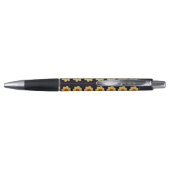 Stylo Dahlia Jaune sur le motif Floral Noir (Dos)