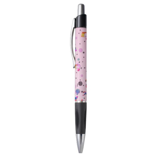 Stylo Danse Musicale de Couleurs sur Fond Rose (Haut (Vertical))