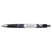 Stylo Dark Blue Flowers and Dots Pattern Personalised (Devant)