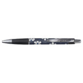 Stylo Dark Blue Flowers and Dots Pattern Personalised (Dos)