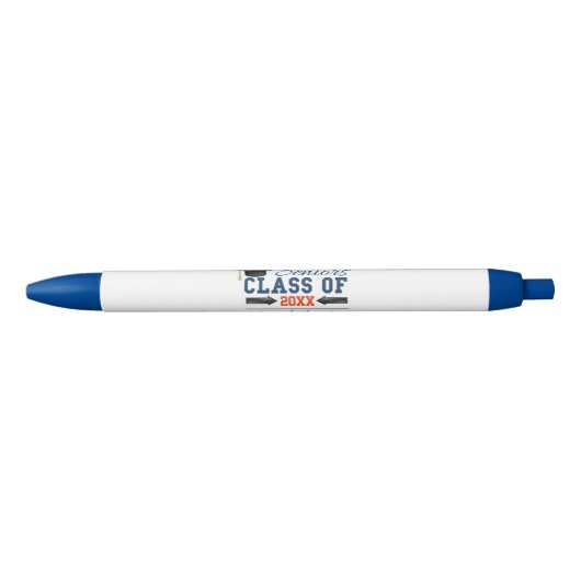 Stylo de graduation en typographie orange bleu mar (Devant)