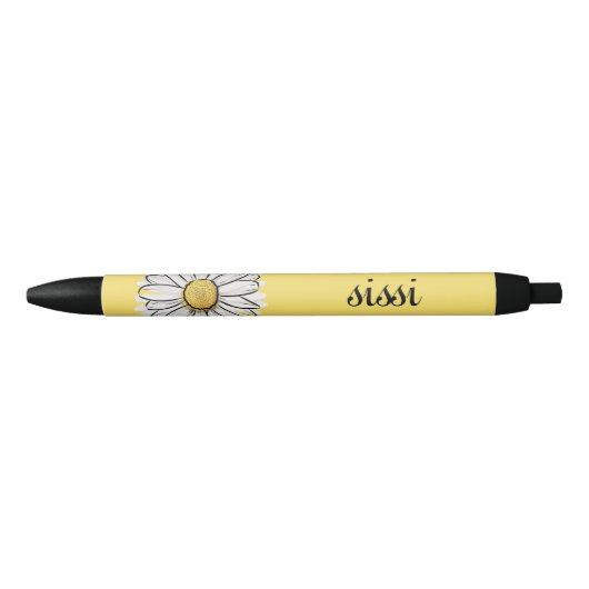 Stylo de marguerite jaune et blanc personnalisé (Devant)