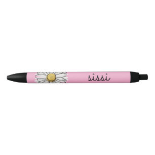 Stylo de marguerite rose et blanc personnalisé - T