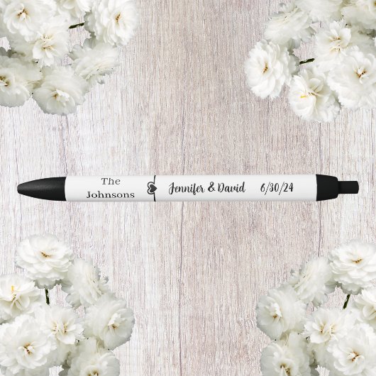 Stylo de mariage à script noir et blanc