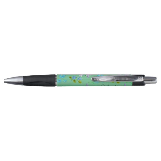Stylo Délicate aquarelle fleurs sauvages en menthe (Dos)