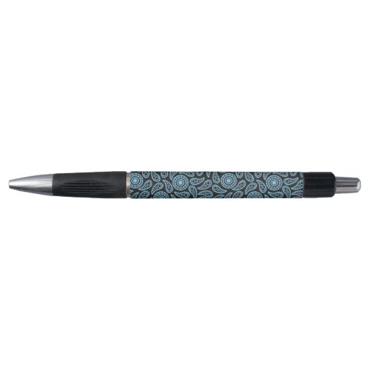 Stylo d'encre noir et bleu Paisley (Devant)