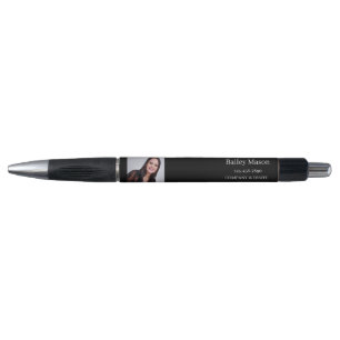 Stylo d'encre pour nom photo noir personnalisé