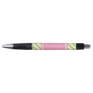 Stylo Des rayures vertes et roses