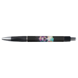 Stylo Design du crâne avec des éclaboussures colorées