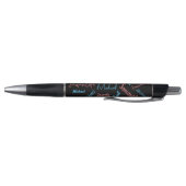 Stylo Deux noms couples motif monogramme bleu rose clair (Bas)