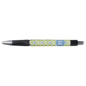 Stylo Diamants verts et bleus monogrammes Ikat Motif (Devant)