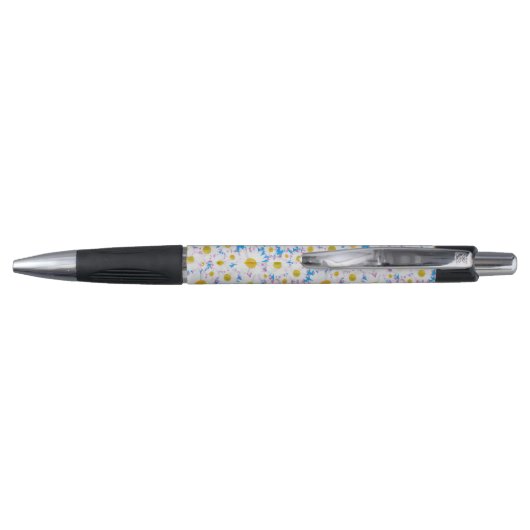 Stylo Ditzy Daisy Daisy sur Blue Custom Grip Pen (Dos)