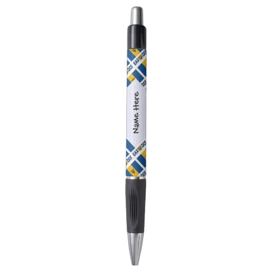 Stylo Drapeau barbade barbare personnalisé avec nom (Devant (Vertical))