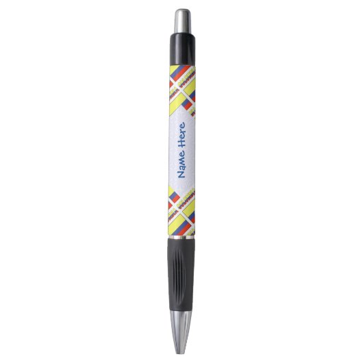 Stylo Drapeau colombien bleu carrelé Personnaliser (Devant (Vertical))