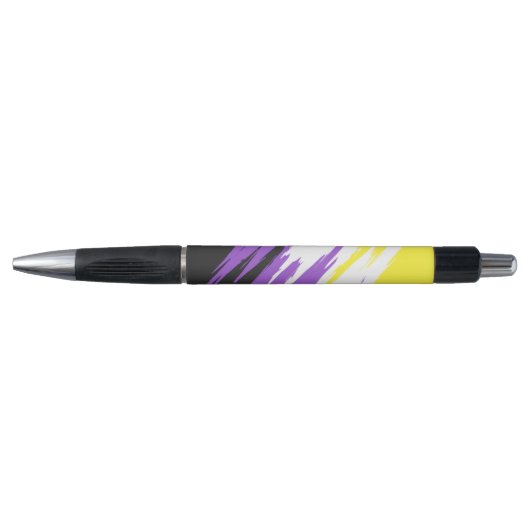 Stylo Drapeau de fierté non binaire funky grunge zigzag (Devant)