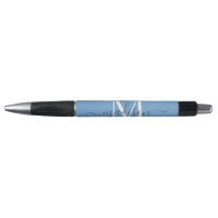 Dusty Blue White Grey Monogramme Nom du script Sty