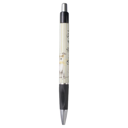 Stylo Écharpe Jaune Clair Rayures Chien Blanc (Devant (Vertical))