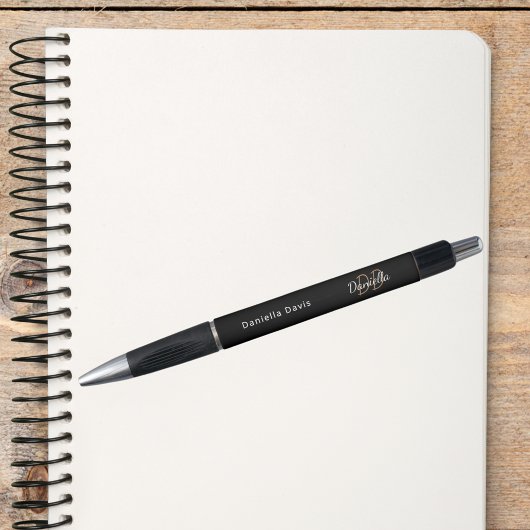 Stylo Écriture de nom du monogramme en or noir