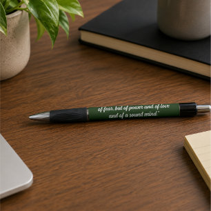 Stylo Écriture élégante Verset de la Bible vert foncé