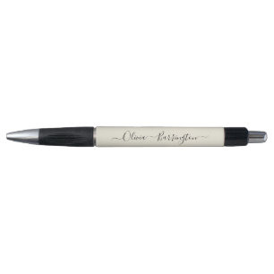 Stylo Écru blanc Écran minimaliste moderne Nom personnal