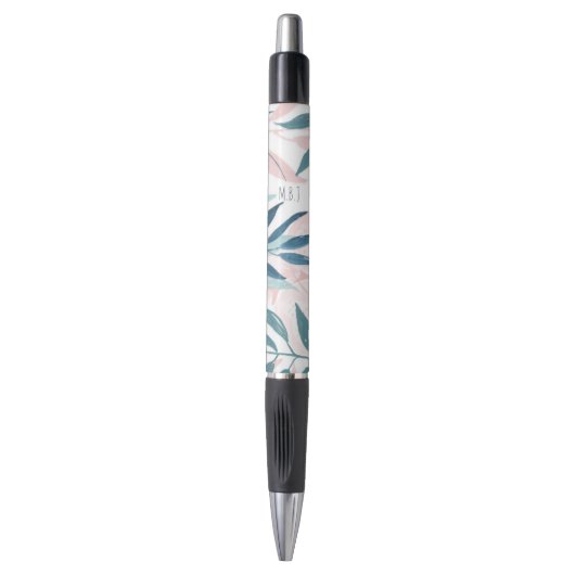 Stylo Élégant aquarelle Pastel Feuille Monogramme (Devant (Vertical))