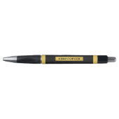 Stylo Elegant Black Leather Gold Foil Look Monogram Name (Devant)
