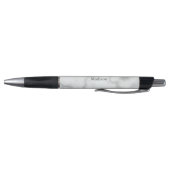 Stylo Elégant Faux Marbre blanc Grey Nom et Monogramme (Bas)