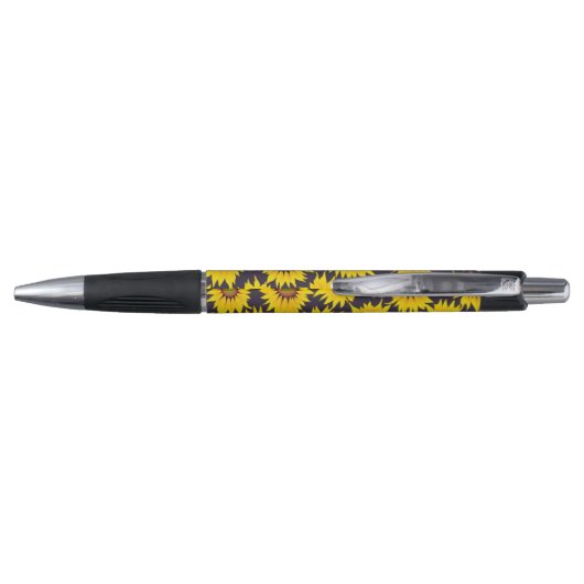 Stylo Élégant Jaune Nom personnalisé Motif de tournesol (Dos)