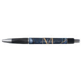Stylo Elégant Marine Blue Gold Agate Géode Chic Monogram (Devant)