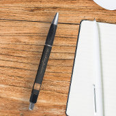 Stylo Élégant monogramme noir or nom script bureau