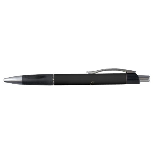 Stylo Élégant Monogramme Nom de script initial Black Gol (Haut)