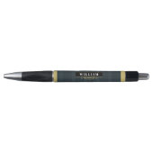 Stylo Élégant Monogramme plaqué vitre noir et or (Devant)