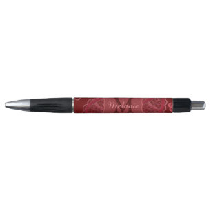 Stylo Elégant Motif Burgundy Paisley Personnalisé