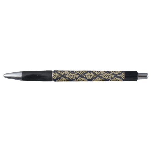 Stylo Elegant Navy Gold Leaf Ballpoint Writing Tool (Devant)